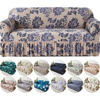 1pc Floral Printed Sofa Slipcover Elastic Couch Cover With Skirt Furniture Protector for Bedroom Office Living Room Home Decor
