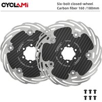 1/2PCS Cyclami Six-Bolt Carbon Fiber Bicycle Disc Brake Rotor 160 180mm Quick Heat Dissipation Ultra-Light Disc Brake 6-Bolt Hub