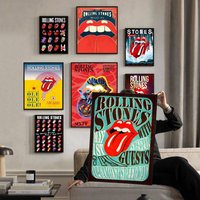 T-The R-Rolling S-Stones Rock Band Classic Movie Posters Waterproof Paper Sticker Coffee House Bar Decor Art Wall Stickers