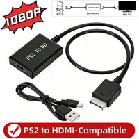 1080P PS2 to HDMI-Compatible Video Audio Converter support PS1/PS2/PS3 Display Modes for HDTV PC with HD Cbale PS2 to HD Adapter