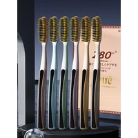 6-Piece Gift Box Set, Long-Handle Wide-Head Toothbrushes, Medium-Hard Bristles, High-Efficiency Toothbrushes Suitable for Teenagers, Family Pack, Couple Pack, Essential Gift for Holidays, Family Pack,