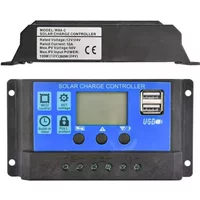 Solar Charge Controller 12V/24V PWM 10A 30A with Adjustable LCD Display Timer Setting
