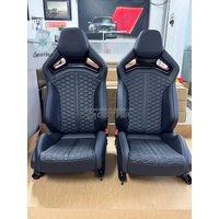 For B10 Electric Carbon Bucket Seats Upgrade for Audi/Volkswagen Sporty Honeycomb Suede Leather with Red Accent Trim