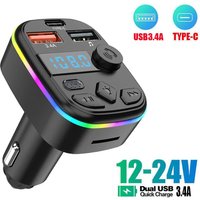 Car Bluetooth 5.0 FM Transmitter Car MP3 Player Support TF Card U Disk Type C Car Charger Auto Radio Handsfree Wireless Car Kit