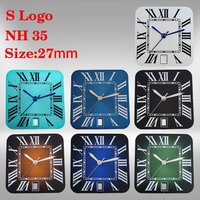 New 27mm S Logo Square Rome Dial Fit NH35/NH36/4R/7S Automatic Movement Fit 6 O'clock Watch Accessories Repair Tool