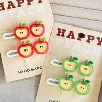 Cute Apple Simulated Fruit Hair Clips for Girls Sweet Side Hairpins Broken Hair Accessory