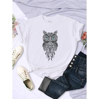 Schneid ige Eule Gesicht drucken Frauen T-Shirts lässig atmungsaktiv Sport Kurzarm Sommer Straße Hip Hop Tops weibliche T-Shirt Kleidung