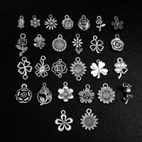 40pcs 27 Style Flower Clover Rose Sunflower Charms Pendant For DIY Jewelry Making Supplies Accessories Wholesale Bulk Items