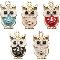 15PCS KC Alloy Enamel Lovely Owl Charms For Jewelry Making DIY Earrings Accessories Bracelet Necklace Pendants Wholesale Supply