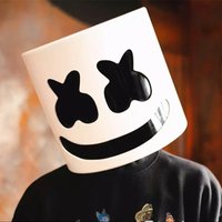 DJ Marshmello Luminous Head Cover LED Light Up Halloween Cosplay Headgear Glowing Helmet for Neon Night Club Music Rave Props