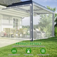 Ulepszona, wytrzymała plandeka PVC 420gsm ze wzmocnionymi, nierdzewnymi oczkami, wodoodporna, wiatroodporna, mrozoodporna, przezroczysta plandeka do patio, altany, ogrodu, osłony przeciwwiatrowej, z