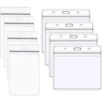 10pcs Transparent Vinyl Plastic ID Card Clear Stand Horizontal Name Tag Waterproof Name Plate Office Supplies