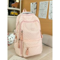 Pink Polka Dot Large Capacity Backpack for Girls Student School Bag High Aesthetic Value Japanese College Style Ins Bac...