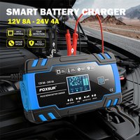 AliExpress NONE FOXSUR 12V 24V 8A Smart Battery Charger with LCD Display Pulse Repair Charger for Motorcycle Car Truck AGM Deep cycle Lead-Acid