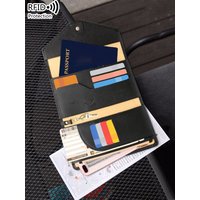 Travel Wallet RFID Passport Credit Card Holder Multi functional ID/Cash/Family Passport Set Passport Clip for Men and Women