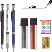 2mm Mechanical Pencil With Color/Black Lead Rubber Art Drawing Design Automatic Pencil Writing Student Office School Stationery