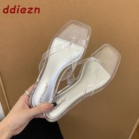 Fashion Transparent Slippers Slides Shoes For Women Flip Flops Low Heel New In Summer Beach Female Sandals Slippers Ladies Shoes