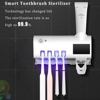 Smart UV Light Toothbrush Sterilizer Family Toothbrush Cleaner with Upgraded Toothpaste Dispenser Wall-Mounted Toothbrush Holder