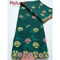 Kalume 3D African Swiss Voile Lace Fabric With Stone High Quality 2026 Embroidery Nigerian Cotton Lace Fabric for Wedding Dress