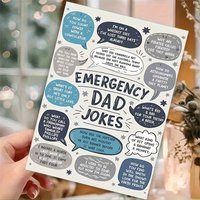 1 "Dad's Joke Emergency" featuring playful conversation bubbles and a set of dad jokes, perfect for Father's Day