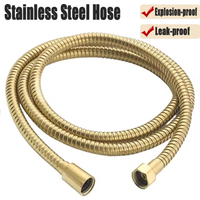 Upgraded Golden 1.5m/2m Leak-proof Flexible Shower Hose High Pressure Explosion-proof Stainless Steel Bathroom Extension Pipe