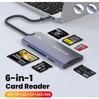 6 in 1 USB 2.0/Type-C Multifunctiona Card Reader Data Transfer Adapter SD/TF/XD/CF Memory Card Adapter For PC Laptop Accessories
