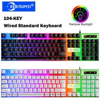 KEBIDUMEI USB Wired Keyboard RGB Backlit Gaming Keyboard 104 Keys Standard Keyboard Membrane Keyboard For PC Laptop Windows IOS
