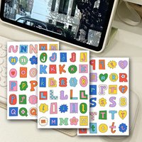 8 Sheets Cute Alphabet & Symbol Label Stickers - Pastel English Letter Decals for Student Journal, Diary