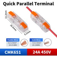JINH 10/20/50Pcs Quick Parallel Connector 1 in 1 out Electrical Wiring Connection Compact Splicing Terminal Block 0.2-2.5mm²