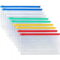 5PCS Plastic Envelopes Poly Clear Zip Envelopes Organizers Bags Zipper File Folders, A4 Size 5 Colors for School Office
