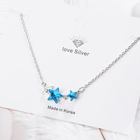 925 Sterling Silver Blue Star Crystal Pendants Necklaces For Women Party Luxury Designer Jewelry Offers GaaBou