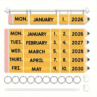 Classroom Flip Calendar Set with Holder, Pencil Shape Cards Year Month Week Date for Teacher Organization Preschool Supplies