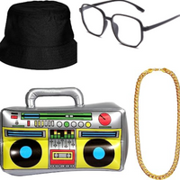 PESENAR Hip Hop Costume Kit, Hat Sunglasses Gold Chain 80s/ 90s Rapper Accessories