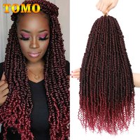 TOMO Pre-twisted Passion Twist Crochet Hair 14 24 Inch Ombre Twists Synthetic Crochet Braids Curly Bohemian Braiding Hair
