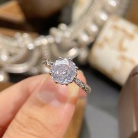 925 Sterling Silver French Retro Hand-Brushed Octagon Millennium Rose Cut Ring Fashion High Carbon Diamond Exquisite Gift