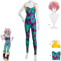 Anime My Hero Academia Ashido Mina Cosplay Costume Pinky Green Jumpsuits Coat Wig Headwear Woman Sexy Carnival Party Suit