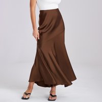 New In Spring Summer Women' Solid Color Elegant High Waist Satin Long Skirt Office Lady Fashion Bodycon Slim Faldas
