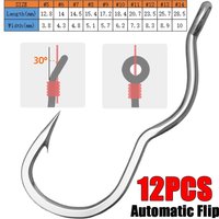 12Pcs/Pack High Carbon Steel Automatic Flip Fishhook Fishing Hook With Eye Sharp Barbed for Carp Fishing Accessories