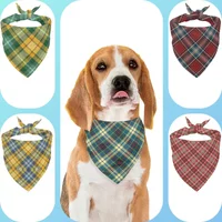 Dog Bandanas,Triangular Adjustable Colorful Check Twill Pattern Printed Polyester,Pet Scarf ,Puppy Accessories Drool Bib