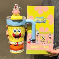 Anime SpongeBo SquarePants Thermos Cup New Style with Good Looks Ice Cup Large Capacity Student Sippy Cup Birthday Gift Kawaii