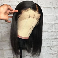 Perruque Bob en cheveux humains, densité 200%, Lace Frontal HD 13x4, courte et droite, pré-épilée, pour femmes noires