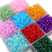 50pcs 6/8mm Glass Jelly Solid Color Imitation Jade Round Loose Bead DIY Handmade Necklace Bracelet Bead Jewelry Accessory