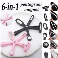 6-IN-1 Strong Magnetic Stick for Cat Eye Polish Black Nail Magnet Tool Magnet Pen Nails Art Design Glitter Effect Manicure Tools