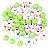 50-100Pcs/Lot Sport Acrylic Tennis Beads Large Hole Spacer Loose Beads For Jewelry Making Bracelet Necklace DIY Craft Accessorie