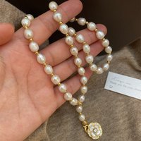 New Arrival Trendy Camellia Flower Natural Freshwater Pearl 14K Gold Filled Female Pendant Necklace Jewelry For Women Chain Gift