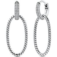 925 Sterling Silver Earrings Women Oval Double Hoop Pave Snake Drop Earring For Anniversary Wedding Jewelry Gifts