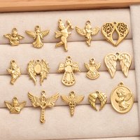 10pcs Gold Color Angel Thorn Wings Stainless Steel Cupid Archery Pendant Different Styles Street Tide Charms DIY Jewelry Making