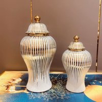 vase Ceramic luxury electroplated general jar European Ceramic flower vase home decoration entrance soft decoration storage jar