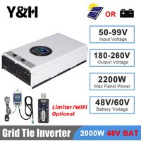 Y&H 2000W 1500W Grid Tie Inverter Input 55-99V/24-55V Output AC230V Pure Sine Wave Battery Discharge Mode Optional Limiter/WiFi