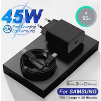 45W 5A PD Super Fast USB-C Charger For Samsung S21 S22 S23 S24 S25 Note 20 Ultra A06 A16 A35 A53 A54 A55 Type-C Charging Cable
